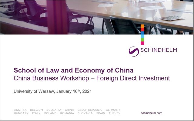 Lecture and Workshop on &ldquo;Foreign Direct Investment in China&rdquo; at University of Warsaw
